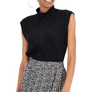 Lucy Paris Black Faux Neck Oversized Textured Sweater Top Size M